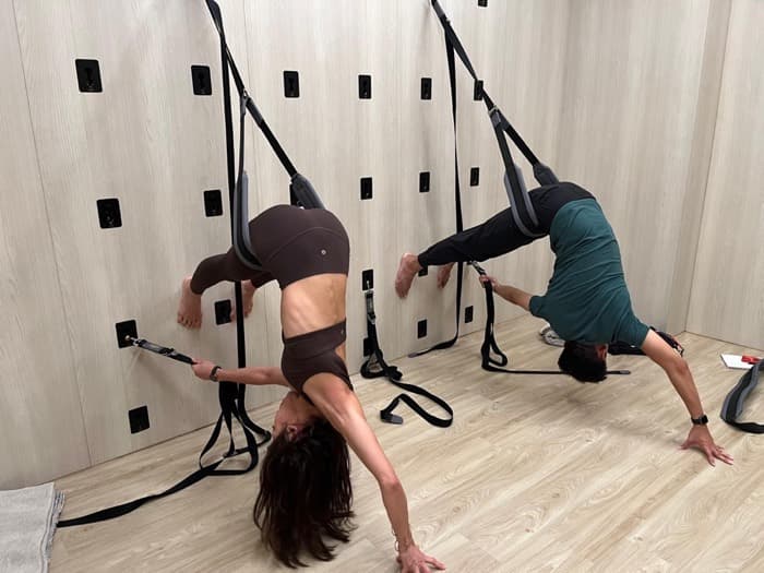 Wall rope yoga — a supported backbend on the yoga wall